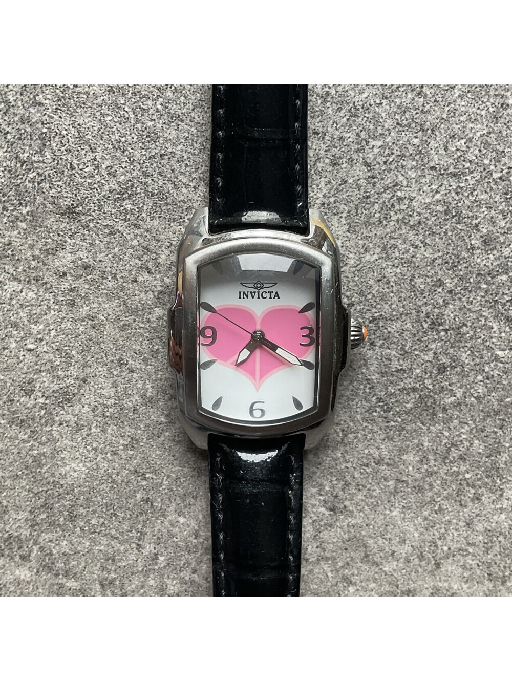 Invicta Lupah Watch Women 29mm Silver Tone Case White Dial Black Leather Band A7